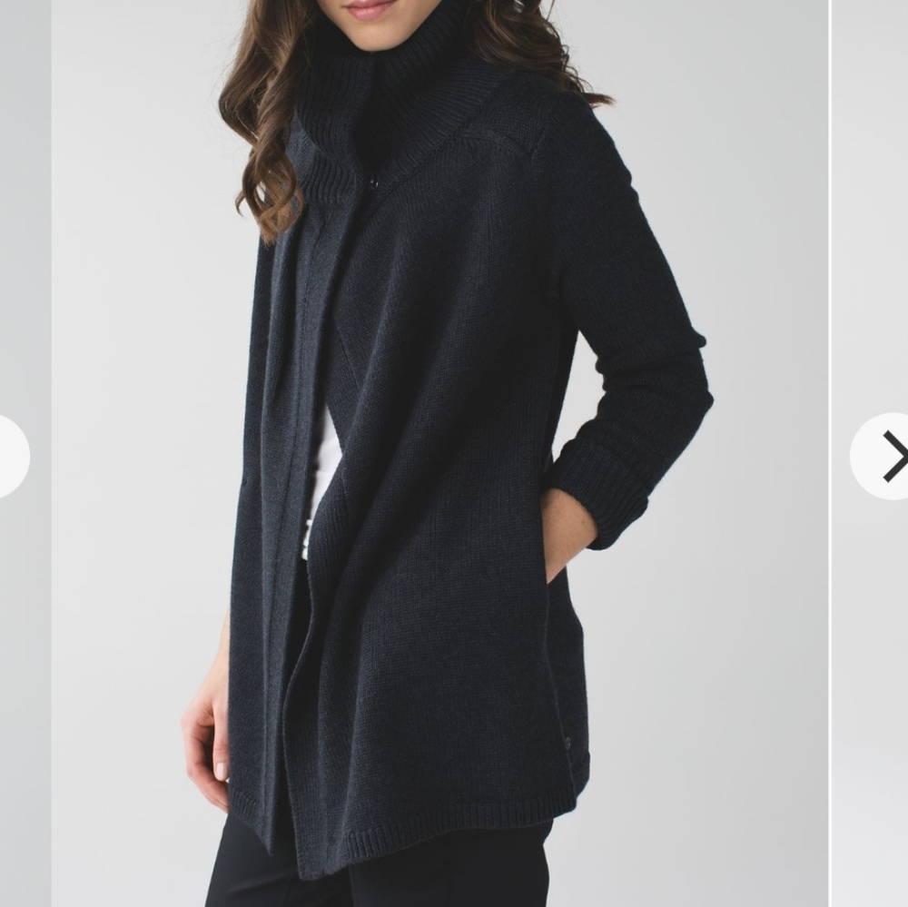 Lululemon Karmic Cocoon Wrap Wool Heathered Black Cardigan Sz L/XL
